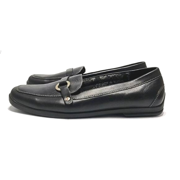 Grasshoppers Women's Black Leather Comfort Flats Size 8.5 Business Casual Loafer - Picture 4 of 8